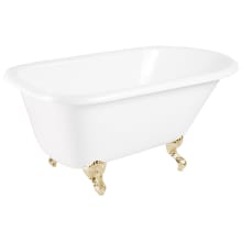 Miya 54" Cast Iron Soaking Clawfoot Tub with Pre-Drilled Overflow Hole and Tap Deck - Less Drain