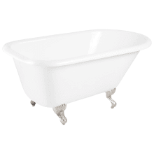 Miya 54" Cast Iron Soaking Clawfoot Tub with Pre-Drilled Overflow Hole and Tap Deck - Less Drain