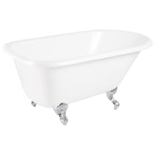 Miya 54" Cast Iron Soaking Clawfoot Tub with Pre-Drilled Overflow Hole, 7" Rim Holes, and Tap Deck - Less Drain
