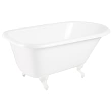 Miya 54" Cast Iron Soaking Clawfoot Tub with Pre-Drilled Overflow Hole, 7" Rim Holes, and Tap Deck - Less Drain