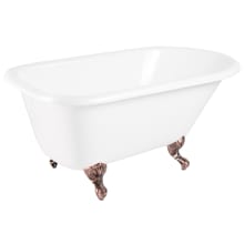 Miya 61" Cast Iron Soaking Clawfoot Tub with Pre-Drilled Overflow Hole, 7" Rim Holes, and Tap Deck - Less Drain
