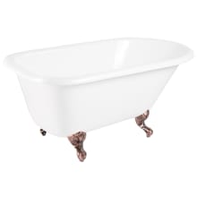 Miya 66" Cast Iron Soaking Clawfoot Tub with Pre-Drilled Overflow Hole and Tap Deck - Less Drain