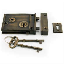 Horizontal Iron Rim Lock Set with 3" Backset - Left Hand
