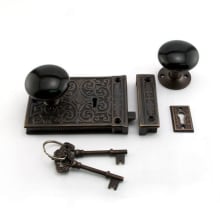 Damask Iron Rim Lock Set with Knobs and 3-7/8" Backset - Left Hand