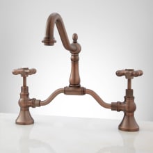 Elnora 1.2 GPM Bridge, Widespread Bathroom Faucet with Cross Handles and Overflow