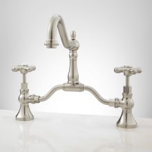 Elnora 1.2 GPM Bridge, Widespread Bathroom Faucet with Cross Handles and Overflow