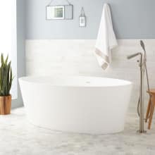 Lesa 63" Solid Surface Soaking Freestanding Tub with Integrated Drain and Overflow