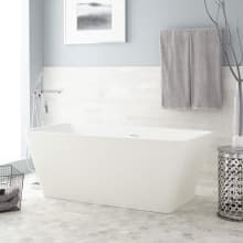 Kelem 59" Solid Surface Soaking Freestanding Tub with Integrated Drain and Overflow
