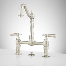 Bridge Bathroom Faucet with Lever Handles and Pop-Up Drain Assembly