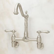 Felicity 1.8 GPM Double Handle Wall Mounted Bridge Kitchen Faucet