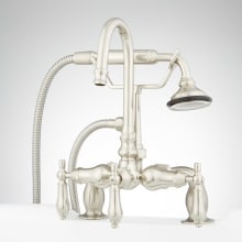 Allister Deck Mounted Tub Filler Faucet with Metal Lever Handles- Includes Telephone Style Hand Shower