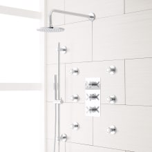 Exira Thermostatic Shower System with 7-3/8" Shower Head, Hand Shower, and 6 Body Sprays - Rough In Included