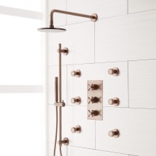 Exira Thermostatic Shower System with 7-3/8" Shower Head, Hand Shower, and 6 Body Sprays - Rough In Included