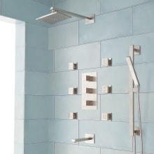 Onassis Thermostatic Shower System with Shower Head, Hand Shower, Tub Spout, Slide Bar, Bodysprays, Shower Arm, Hose and Valve Trim - Valve Included