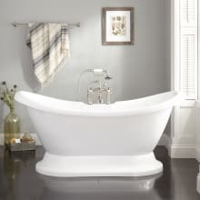 Rosalind 63" Acrylic Soaking Freestanding Tub with Pre-Drilled Overflow Hole and Tap Deck - Less Drain