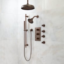 Exira Thermostatic Shower System with 10" Rainfall Shower Head, Wall Mounted Shower Head, Hand Shower, and 4 Body Sprays - Rough In Included