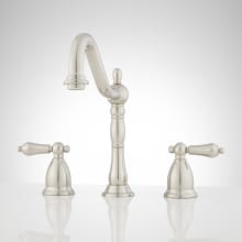 Victorian Widespread Bathroom Faucet with Metal Lever Handles and Pop-Up Drain Assembly