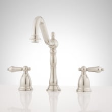 Victorian Widespread Bathroom Faucet with Metal Lever Handles and Pop-Up Drain Assembly
