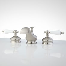 Shannon Widespread Bathroom Faucet with Porcelain Lever Handles and Pop-Up Drain Assembly