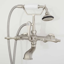 Wall Mounted Tub Filler Faucet with 2" Wall Couplers and Lever Handles - Includes Hand Shower, Valve Included