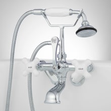 Tub Wall Mounted Tub Filler Faucet with Cross Handles - Includes Hand Shower, Valve Included