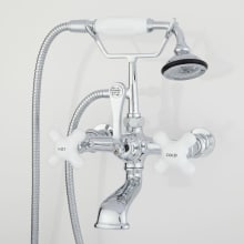 Wall Mounted Clawfoot Tub Filler Faucet with 2" Wall Couplers, Integrated Diverter- Includes Telephone Style Hand Shower