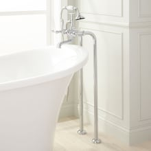 37-1/2" Floor Mounted Tub Filler Faucet with Lever Handles - Includes Hand Shower, Valve Included