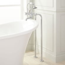 37-1/2" Floor Mounted Tub Filler Faucet with Cross Handles and Lever Handles - Includes Hand Shower