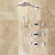 Arin Thermostatic Shower System with Rain Shower Head, Hand Shower and 6 Body Sprays - Rough In Included