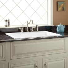 Palazzo 34" Drop In Single Basin Cast Iron Kitchen Sink with 4 Faucet Holes at 8" Centers
