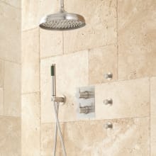 Hinson Thermostatic Shower System with 12" Rain Shower Head, Hand Shower, and 3 Body Sprays - Rough In Included