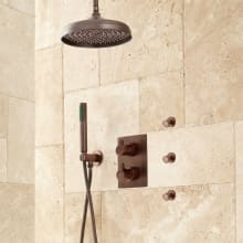 Hinson Thermostatic Shower System with 10" Rain Shower Head, Hand Shower, and 3 Body Sprays - Rough In Included