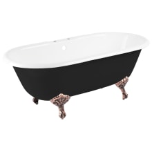 Sanford 66" Black Cast Iron Soaking Clawfoot Tub with Pre-Drilled Overflow Hole and 7" Rim Holes
