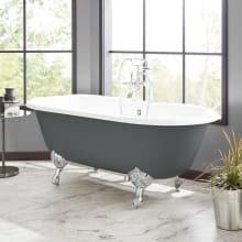 Sanford 66" Dark Gray Cast Iron Soaking Clawfoot Tub with Pre-Drilled Overflow Hole and 7" Rim Holes