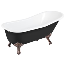 Goodwin 66" Cast Iron Soaking Clawfoot Tub with Pre-Drilled Overflow Hole