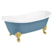 Lena 72" Cast Iron Soaking Clawfoot Tub with Pre-Drilled Overflow Hole - Less Drain
