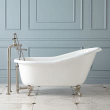 Erica 57" Cast Iron Soaking Clawfoot Tub with Pre-Drilled Overflow Hole - Less Drain