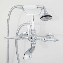 Wall Mounted Tub Filler Faucet with 6" Wall Couplers and Lever Handles - Includes Hand Shower, Valve Included