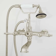 Wall Mounted Tub Filler Faucet with 4" Wall Couplers and Lever Handles - Includes Hand Shower, Valve Included