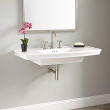 Olney 40" Vitreous China Wall Mounted Bathroom Sink with 3 Faucet Holes at 8" Centers and Overflow