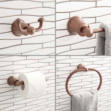 Cooper Collection Bathroom Hardware Set with 7-5/8 Inch Tissue Roll Holder, 9-5/8 Inch Towel Ring, 25-1/2 Inch Towel Bar and 3-1/2 Inch Robe Hook