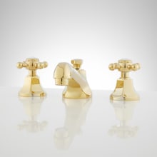 New York 1.2 GPM Widespread Bathroom Faucet with Small Metal Cross Handles and Pop-up Drain Assembly