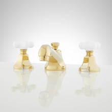 New York 1.2 GPM Widespread Bathroom Faucet with Porcelain Cross Handles and Pop-up Drain Assembly