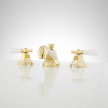 New York 1.2 GPM Widespread Bathroom Faucet with Porcelain Lever Handles and Pop-up Drain Assembly