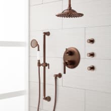 Cooper Pressure Balanced Shower System with 8" Rain Shower Head, Hand Shower, and 3 Body Sprays - Rough In Included