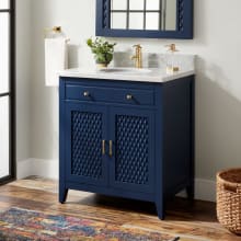 Thorton 30" Free Standing Single Vanity Set with Wood Cabinet, Marble Vanity Top, and Oval Undermount Sink - 8" Faucet Holes