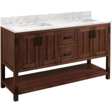 Morris 60" Freestanding Double Basin Vanity Set with Cabinet, Vanity Top, and Rectangular Undermount Sinks - 8" Faucet Holes