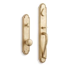 Marconi Solid Brass Full Plate Keyed Entry Single Cylinder Door Handleset with Interior Knob and 2-3/8" Backset
