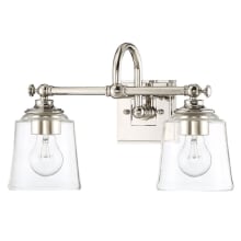 Antonia 2 Light 17" Wide Bathroom Vanity Light with Clear Glass Shades