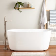 Imler 63" Free Standing Acrylic Soaking Tub with Integrated Drain and Overflow